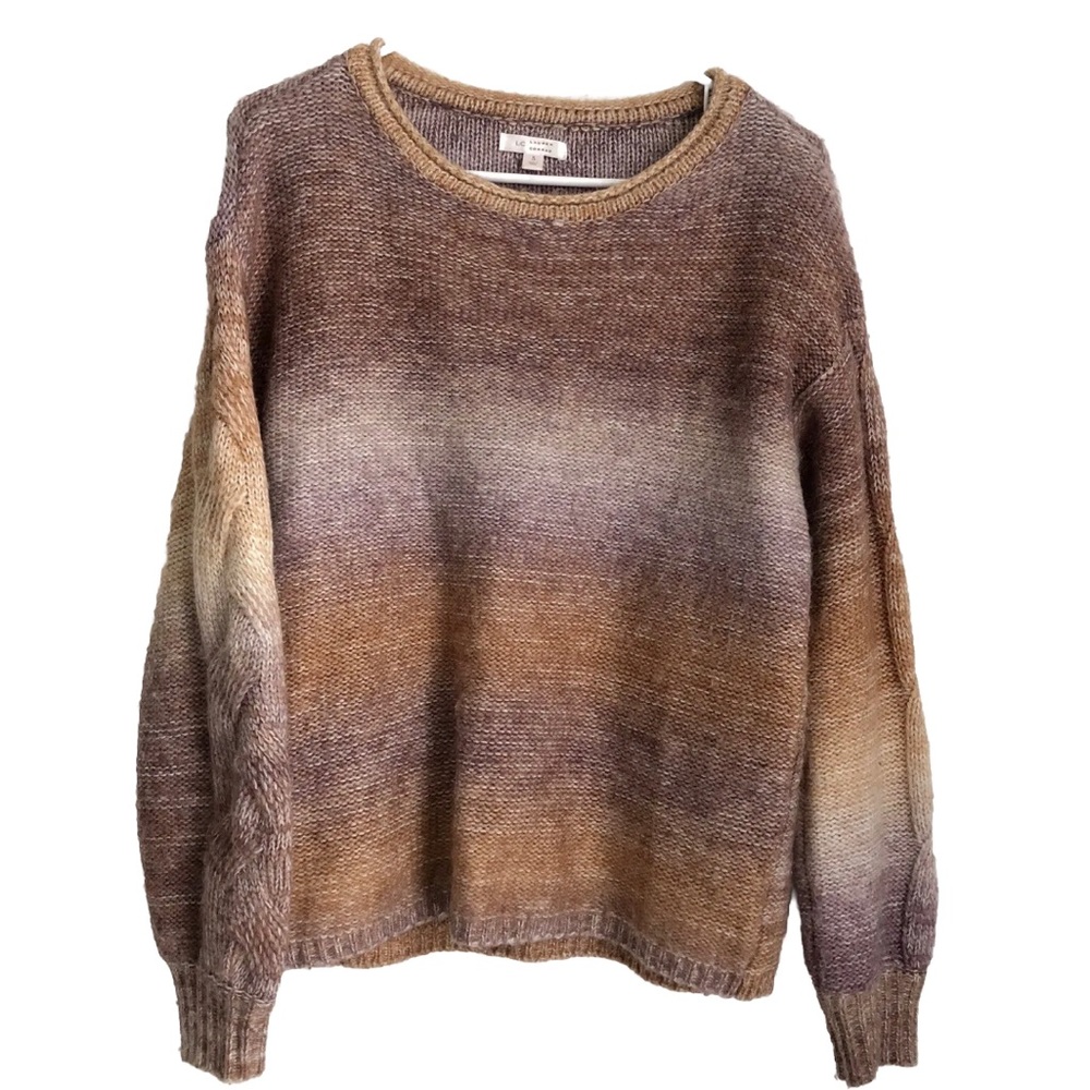 LC Lauren Conrad Knit Mulicolored Long Sleeve Top Pink Pullover Sweater Size S